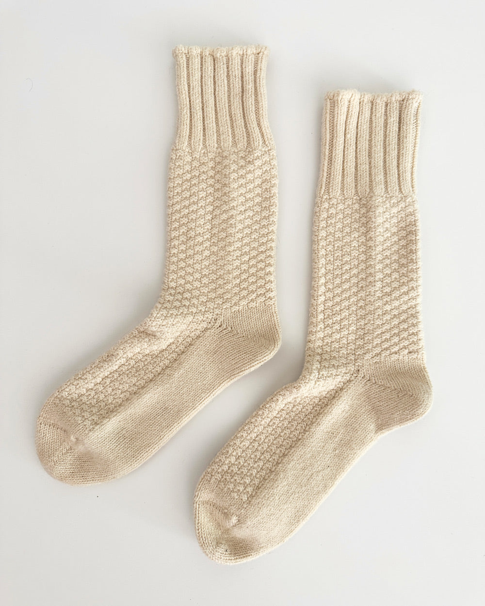 Ivory Wool Cotton Boot Socks