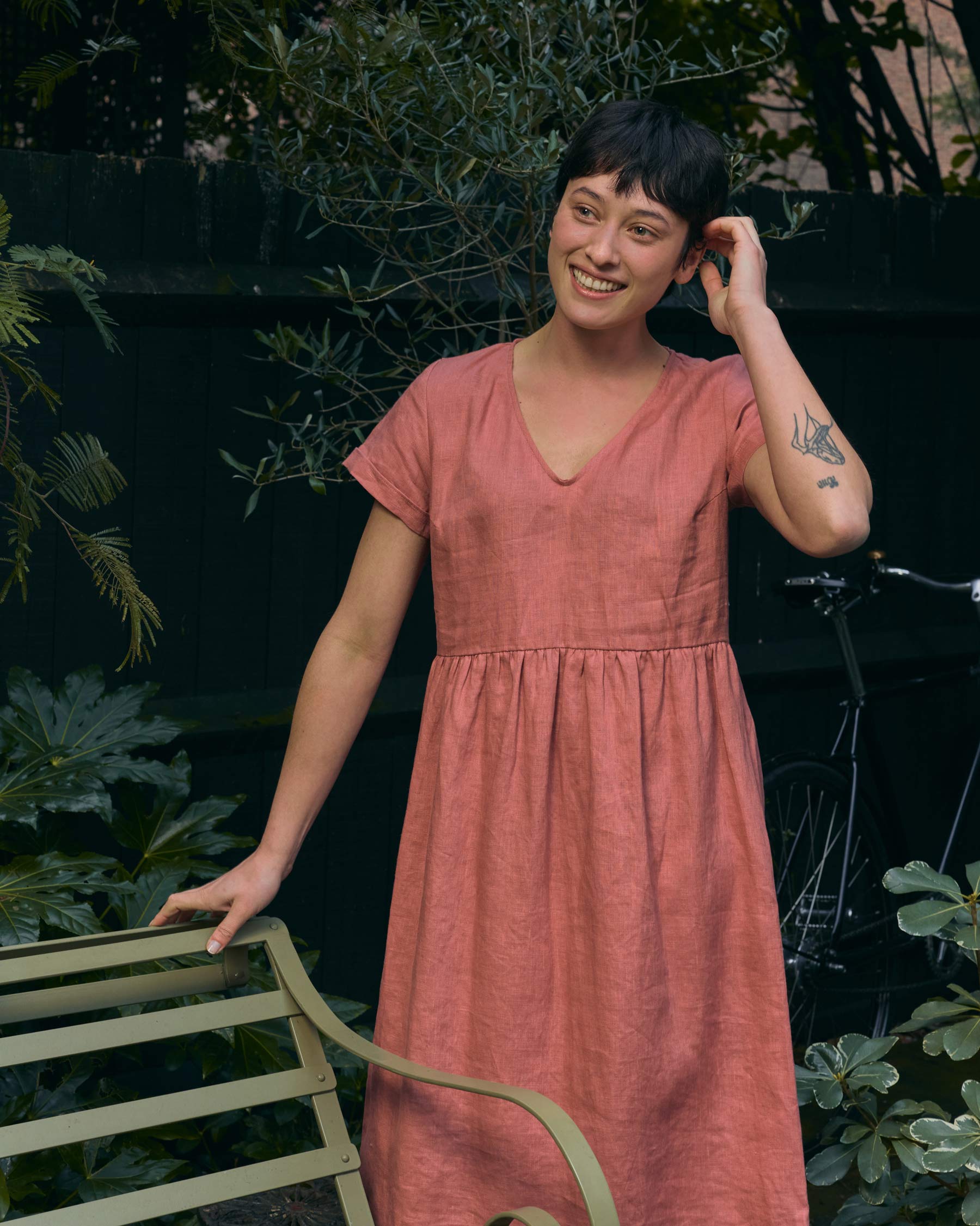 Linen Day Dress in Brick Dust Pyne Smith - Main Image