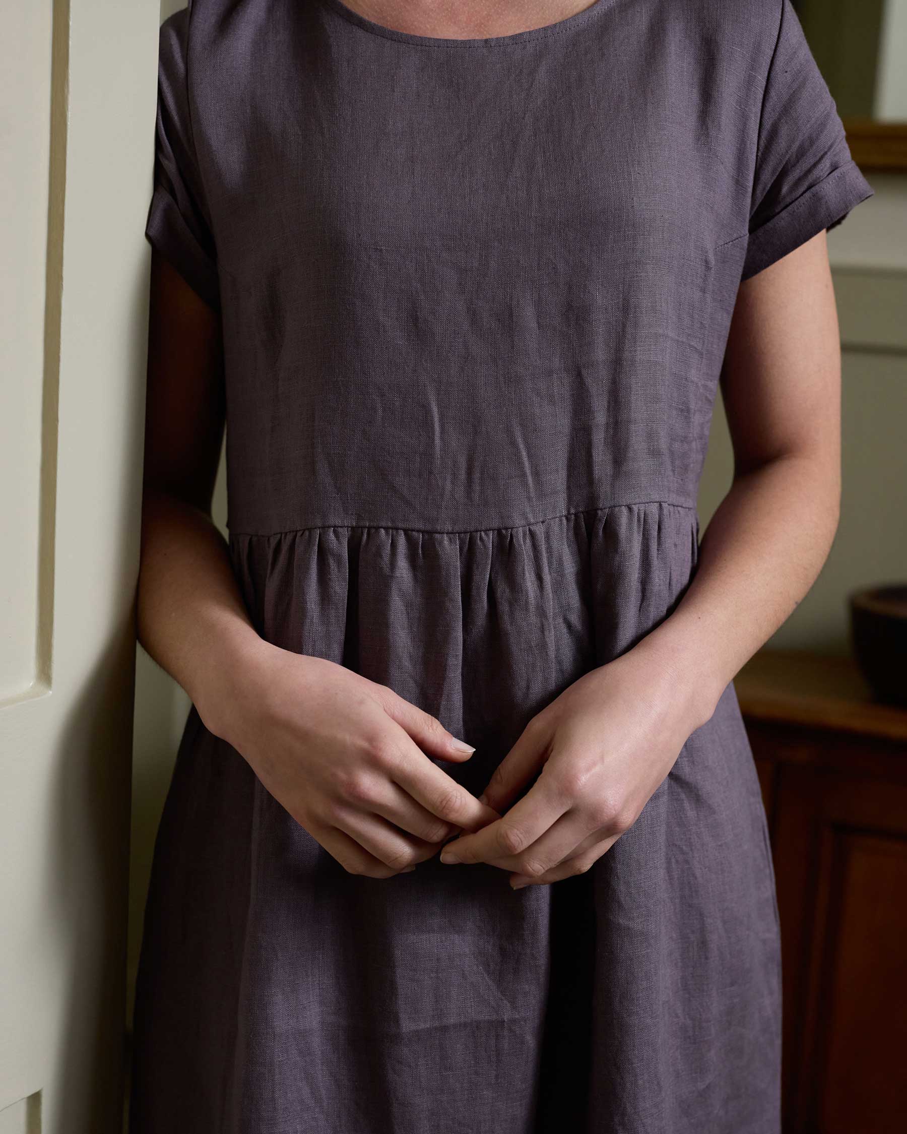 Linen Day Dress in Plum Truffle | Pyne & Smith Linen Day Dress in Plum Truffle | Pyne & Smith