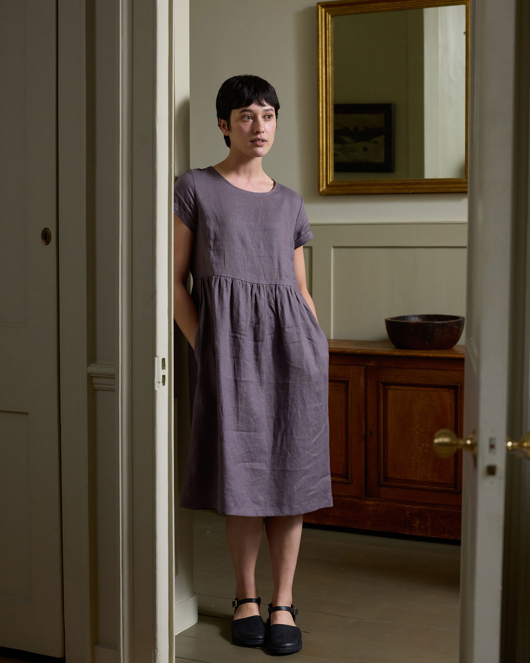 Linen Day Dress in Plum Truffle | Pyne & Smith Linen Day Dress in Plum Truffle | Pyne & Smith