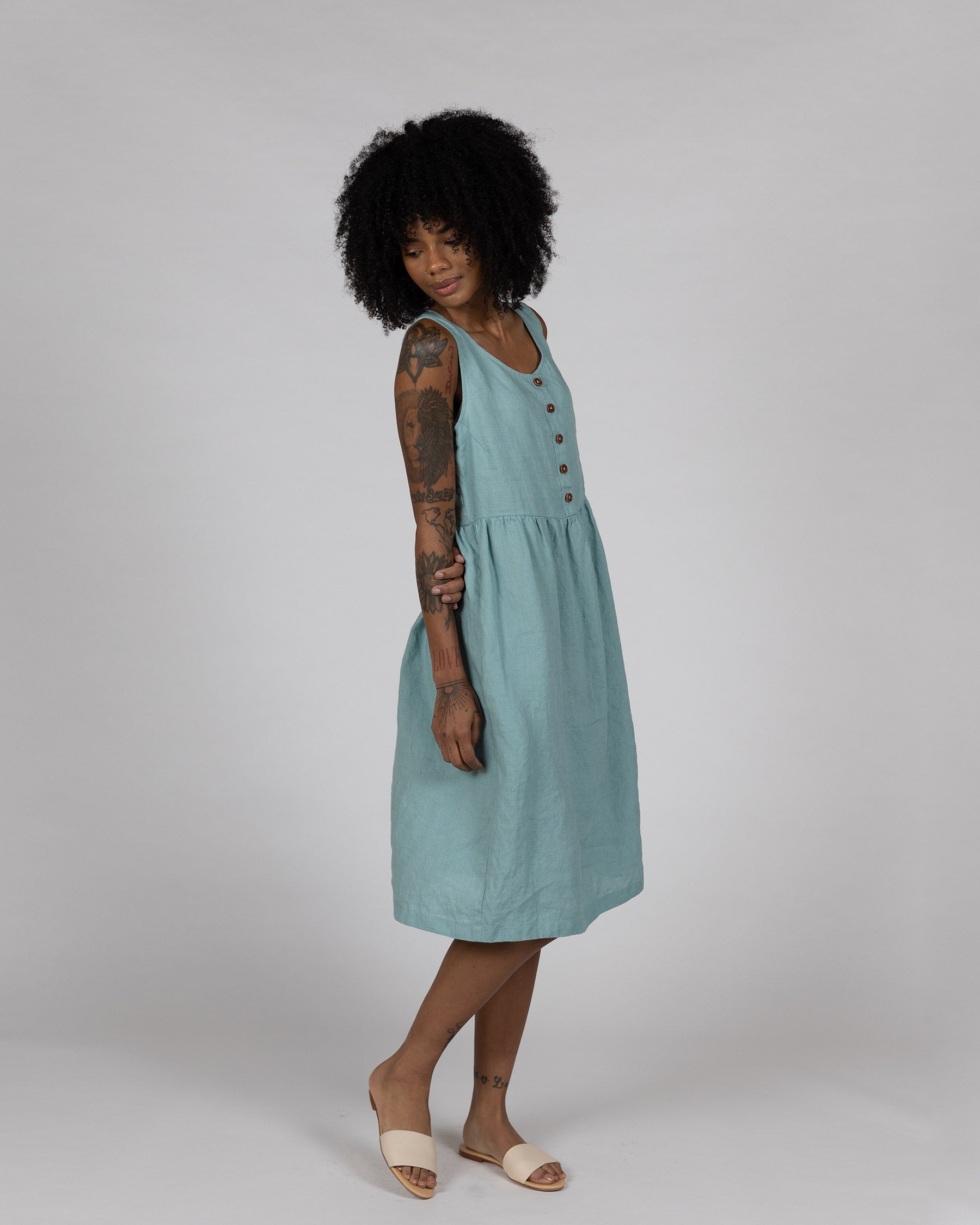Model No.24 Summer Linen Dress in Azure
