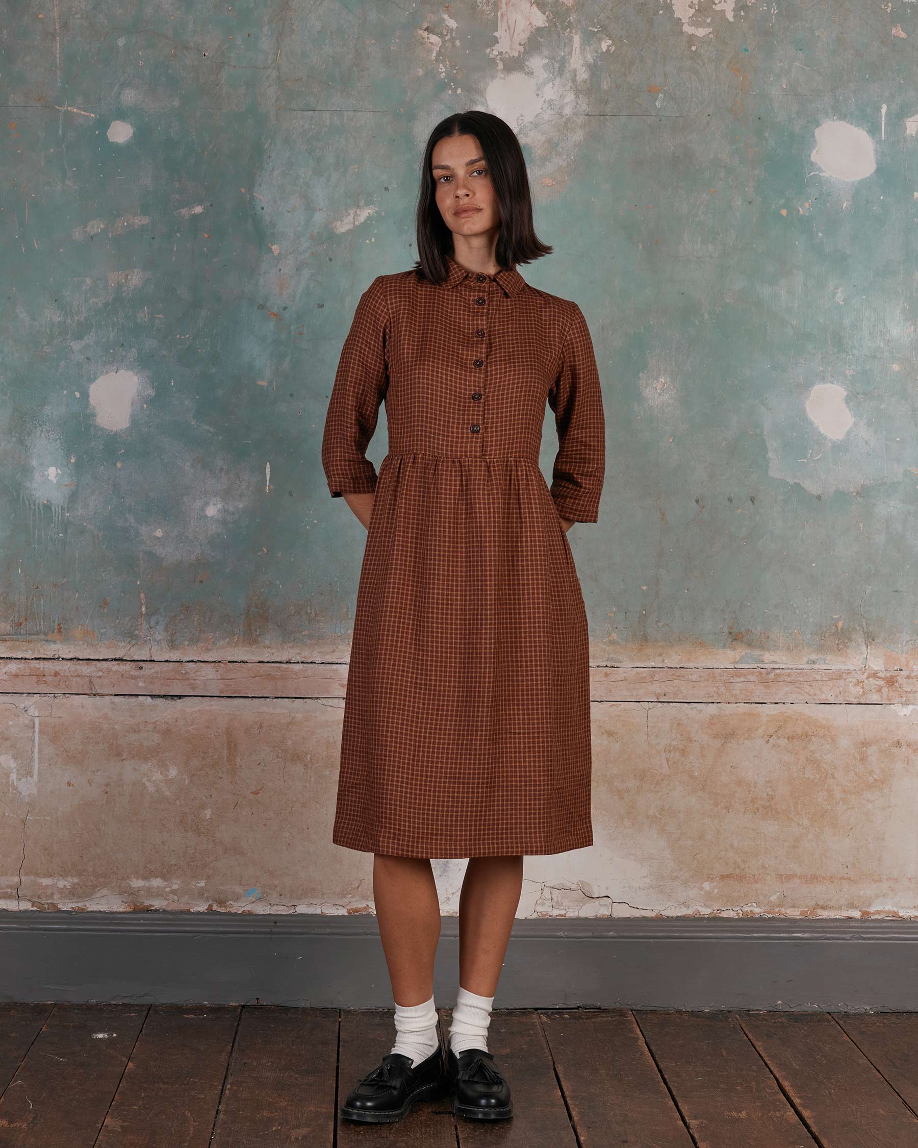 Linen Shirt Dress in Kentish Town Check | Pyne & Smith Linen Shirt Dress in Kentish Town Check | Pyne & Smith