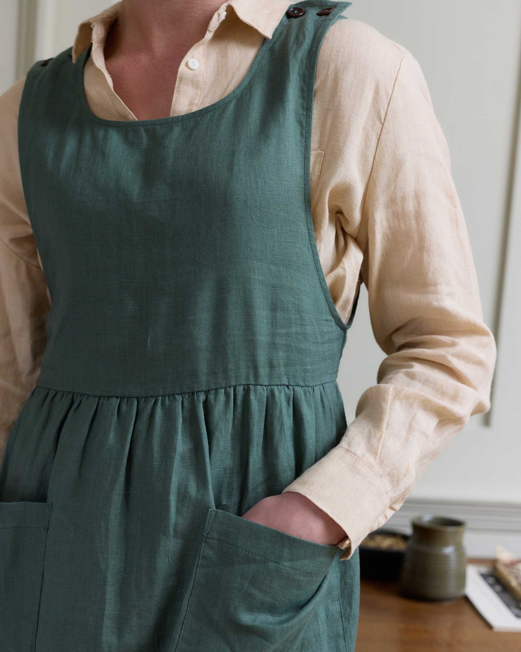 The Pinafore Dress in Carriage Green | Pyne & Smith The Pinafore Dress in Carriage Green | Pyne & Smith