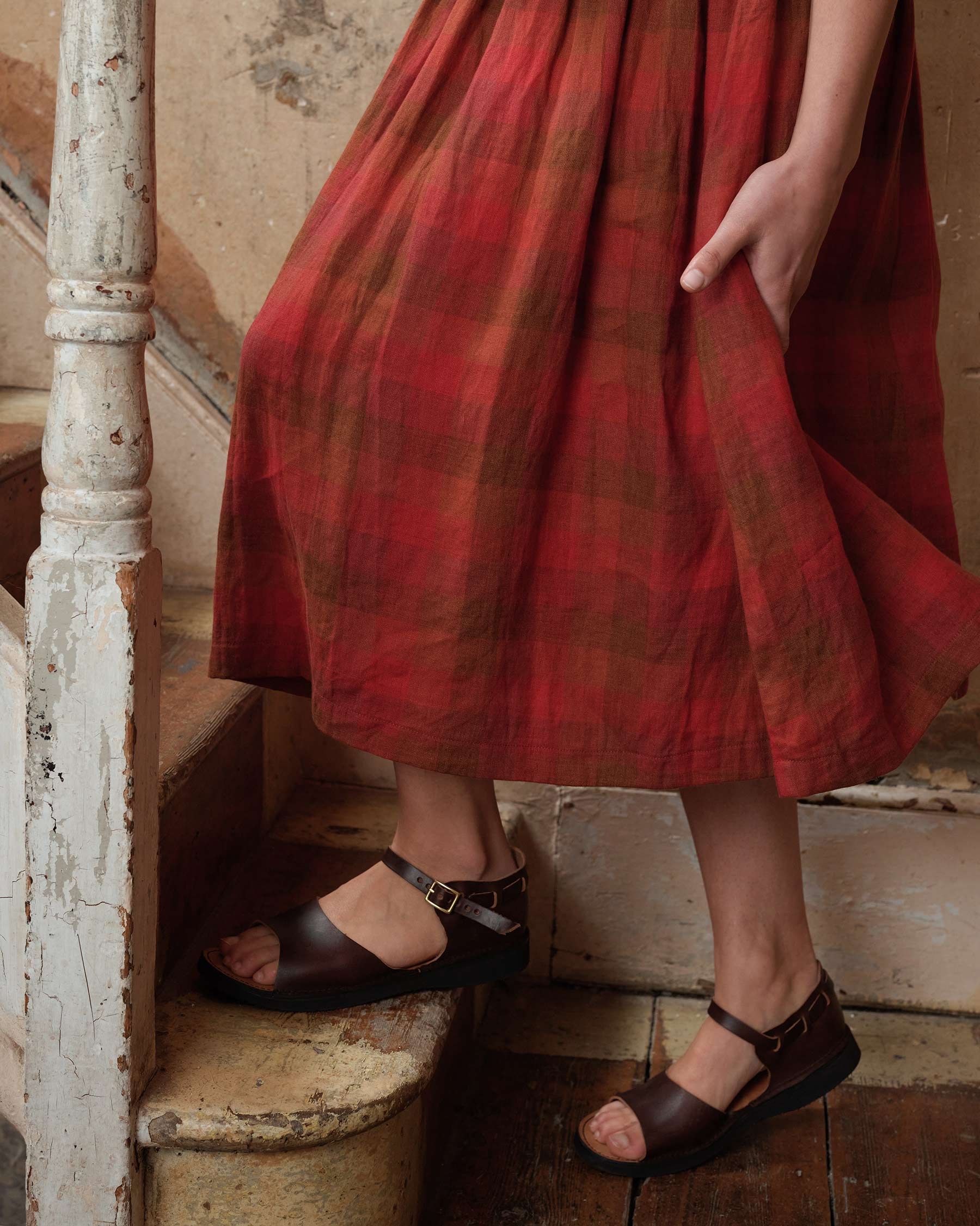 Linen Skirt in Paloma Check Pyne Smith