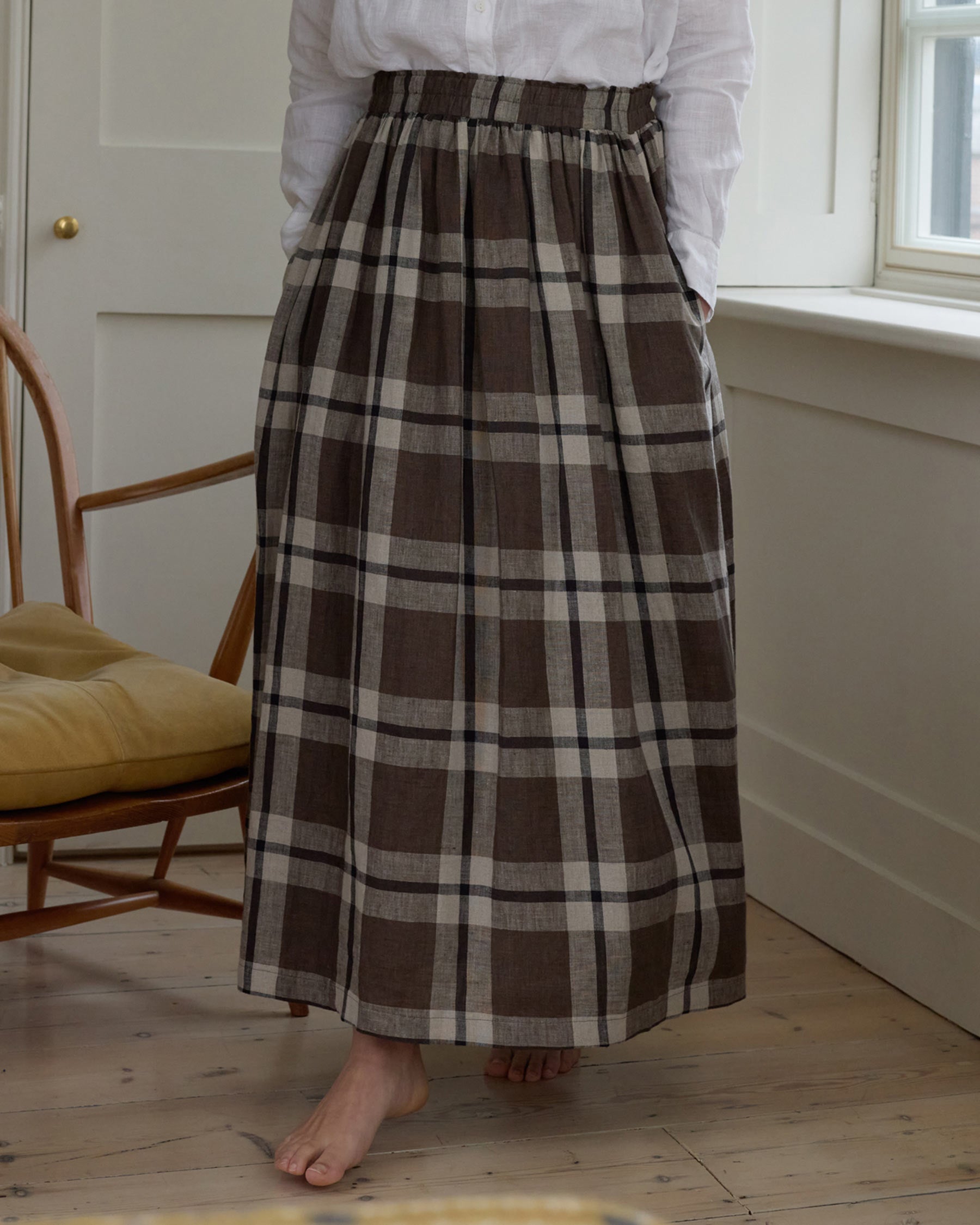 Grey Linen Maxi Skirt Uk Maxi Linen Skirt In Fawkes Plaid Pyne Smith