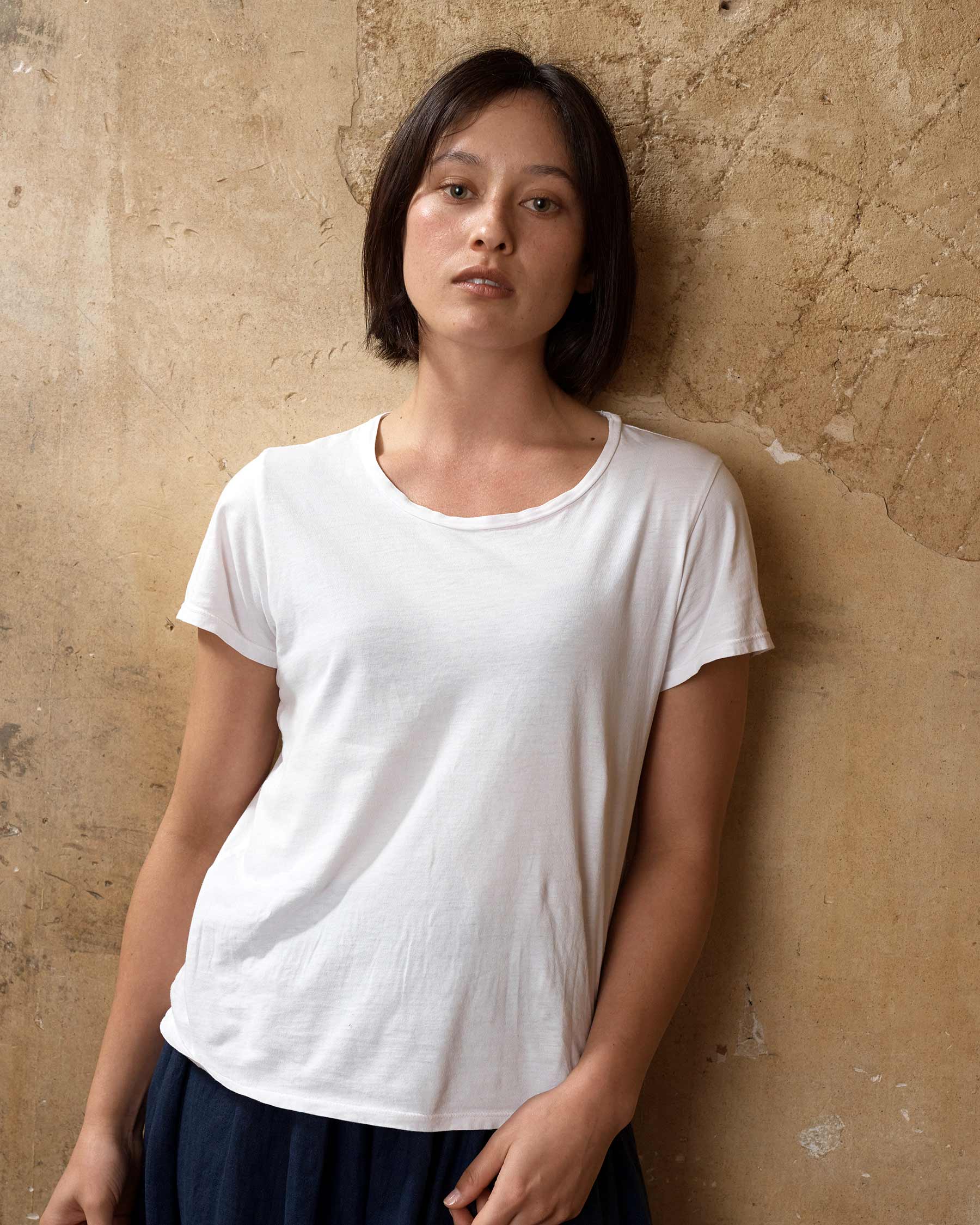 Front view of organic cotton t-shirt in white