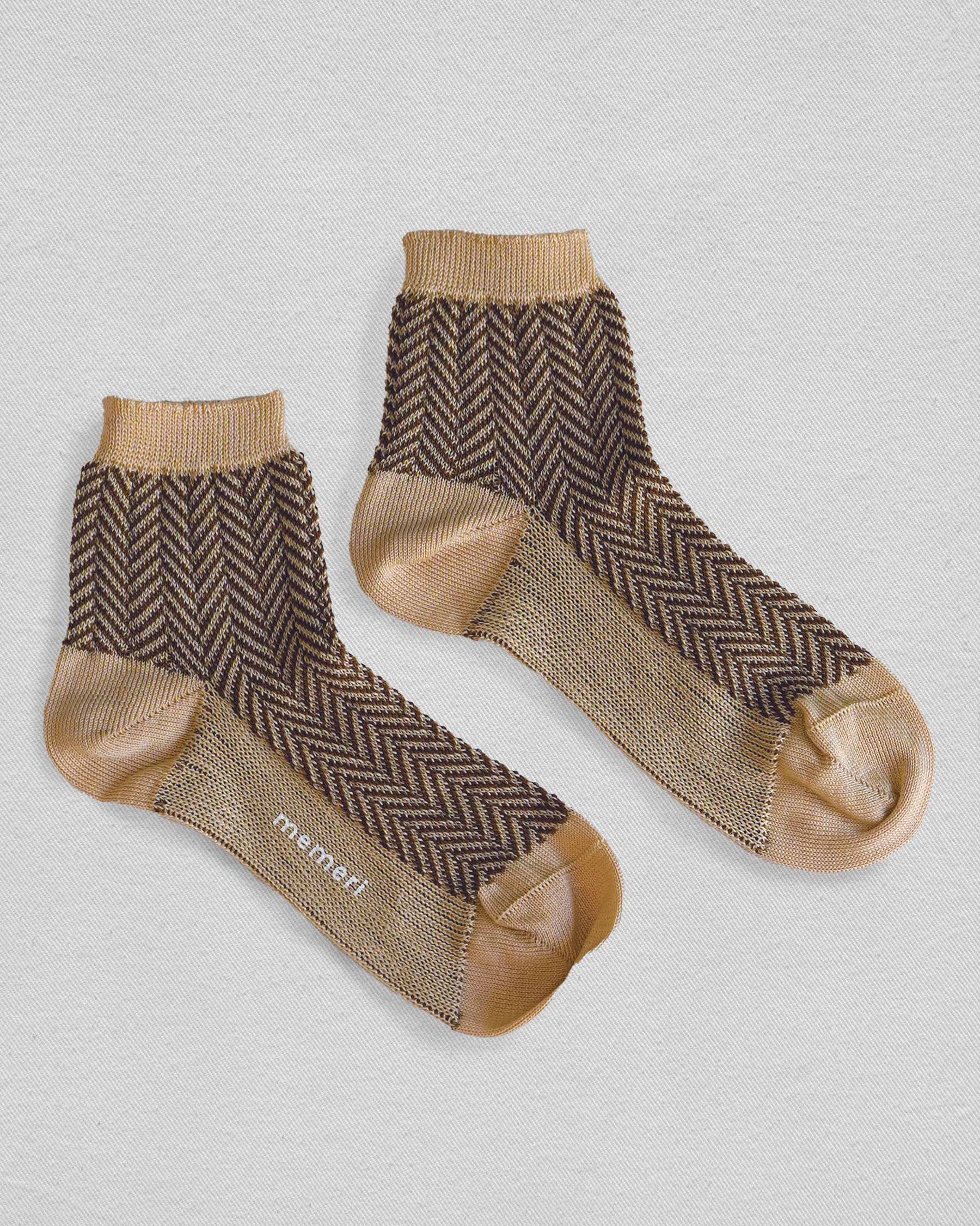 Caramel Herringbone Giza Cotton Socks