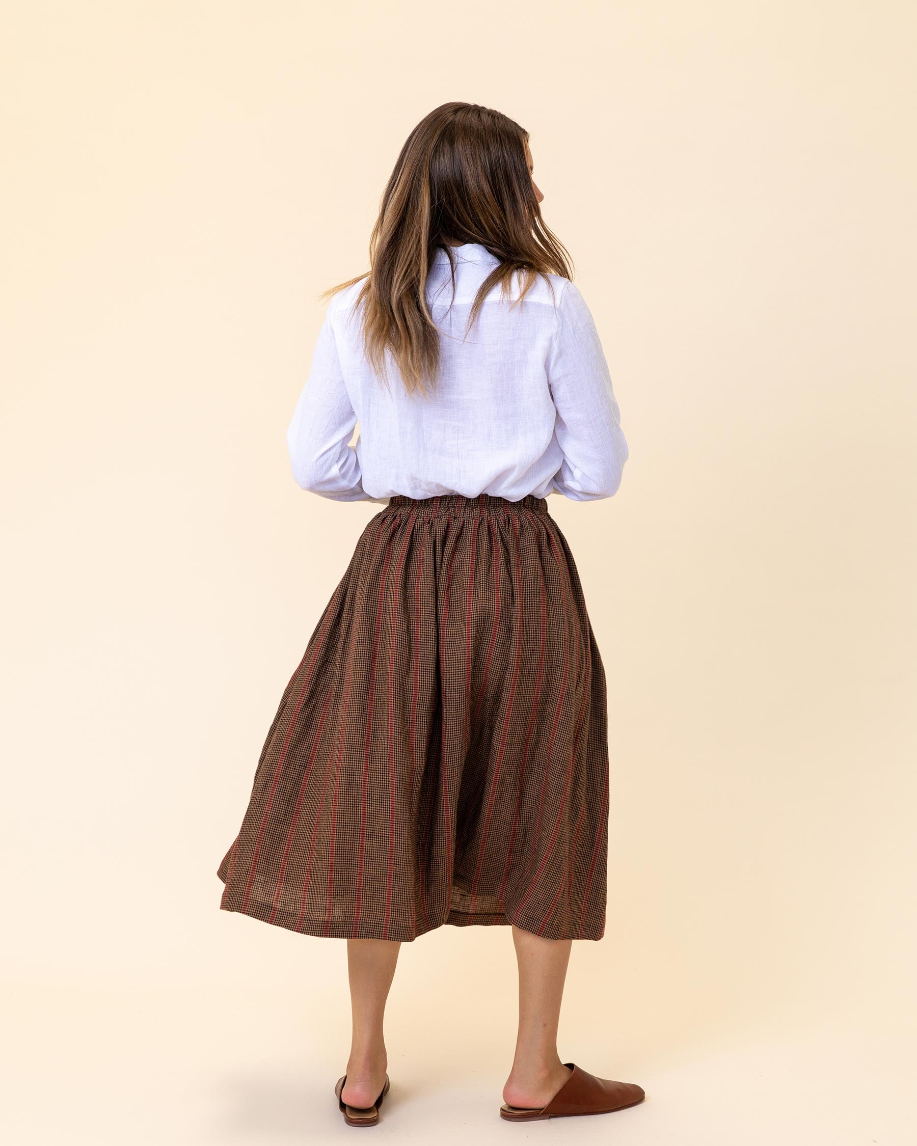 ポリエステ Ameri VINTAGE - LINEN STRIPE SKIRTの通販 by Bunny＊'s