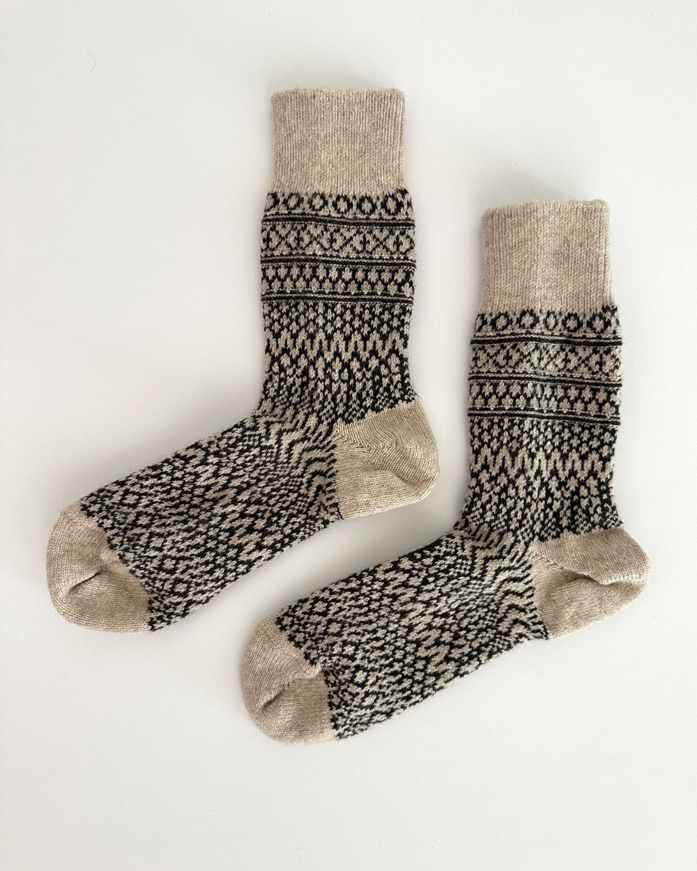 Wool Jacquard Socks in Oatmeal