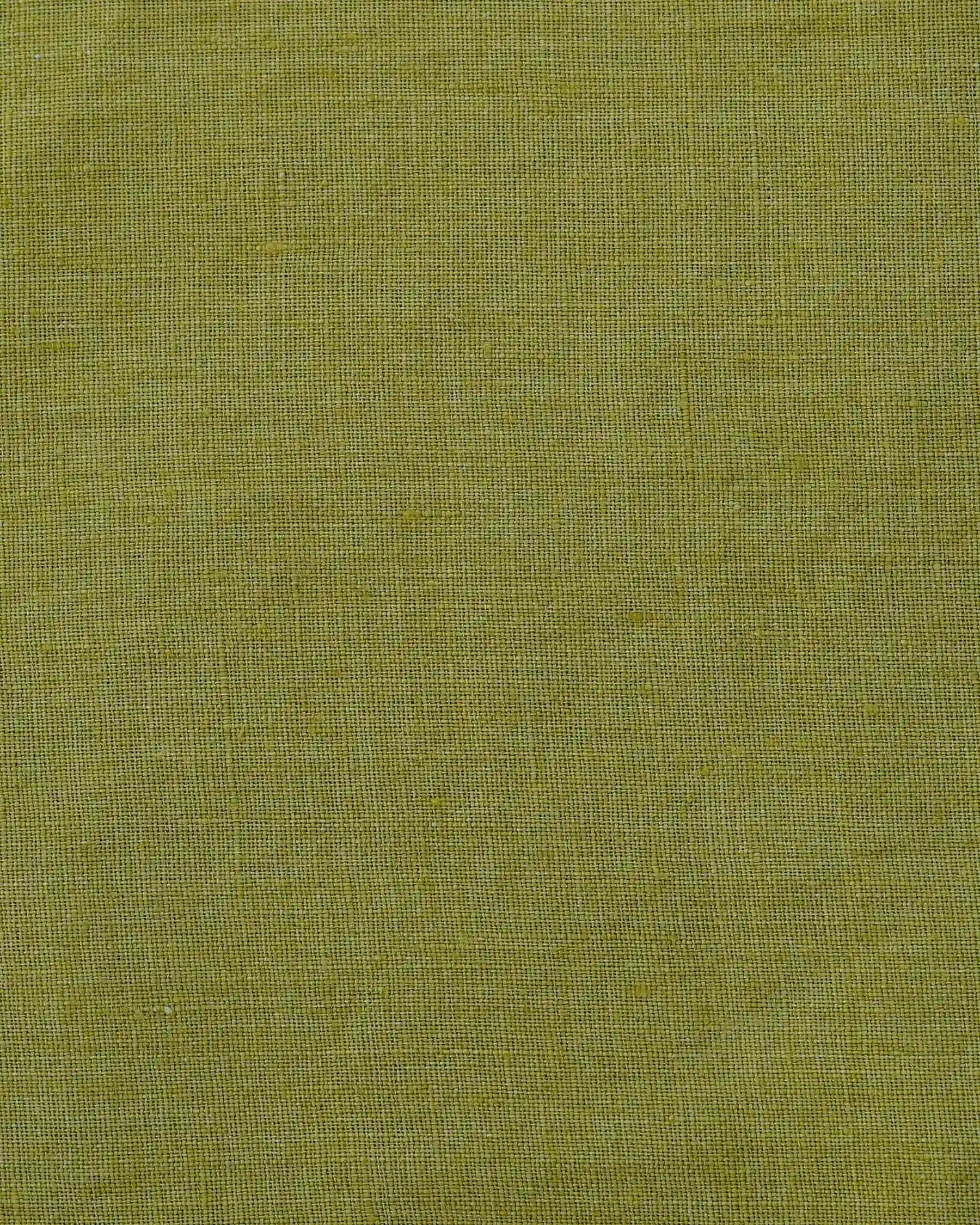 Close-up of the Cropped Linen Blouse No.24 in Apple by Pyne and Smith Clothiers, highlighting its textured olive green fabric and fine, even weave—perfect for a stylish cropped look.