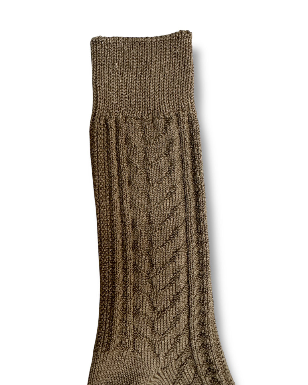 Wool Cotton Cable Knit Socks in Beige