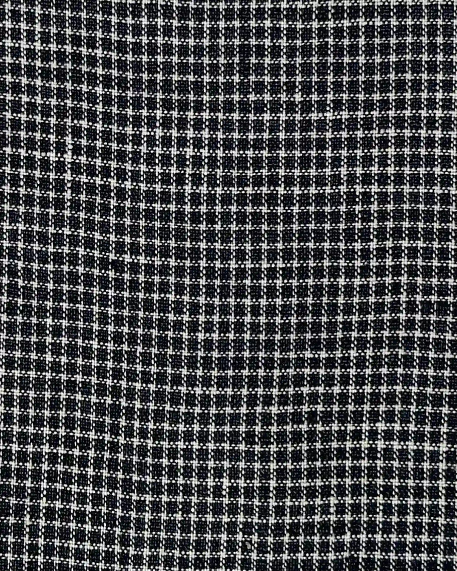 Close-up of the No.19 Midi Linen Dress in Brasserie Check by Pyne and Smith Clothiers, showing its black and white checkered fabric—small, even squares ideal for this California-made dress with an adjustable waist tie.