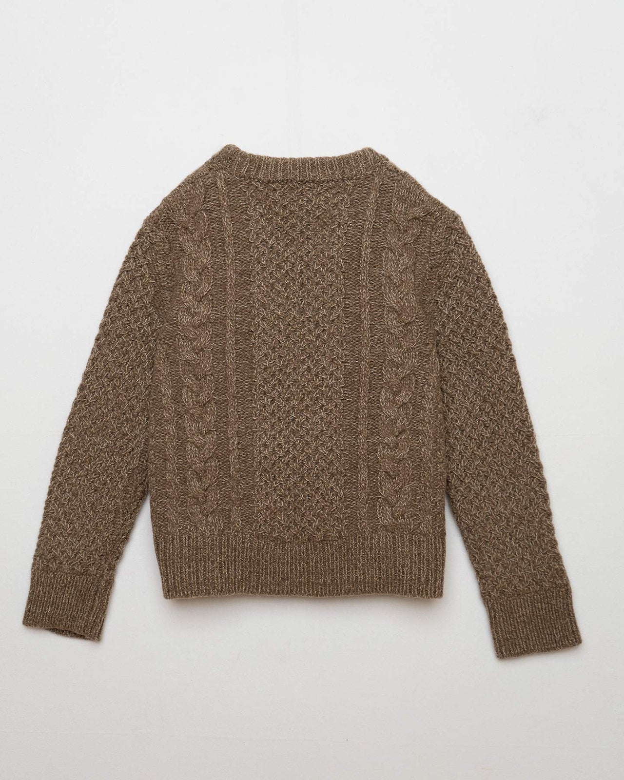 Merino Wool Cable Knit Sweater in Champignon Brown