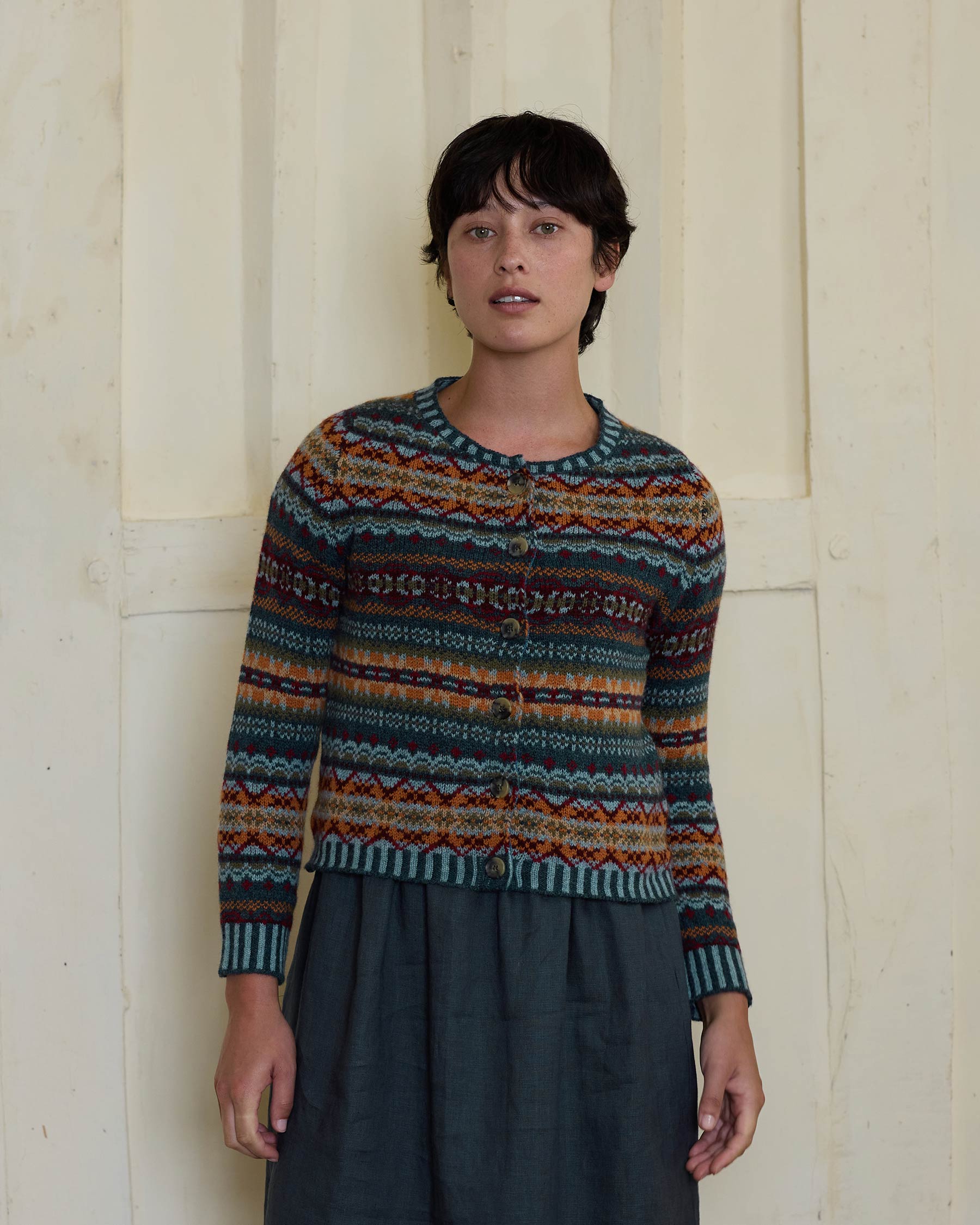 Fair Isle Lambswool Cardigan in Prelude