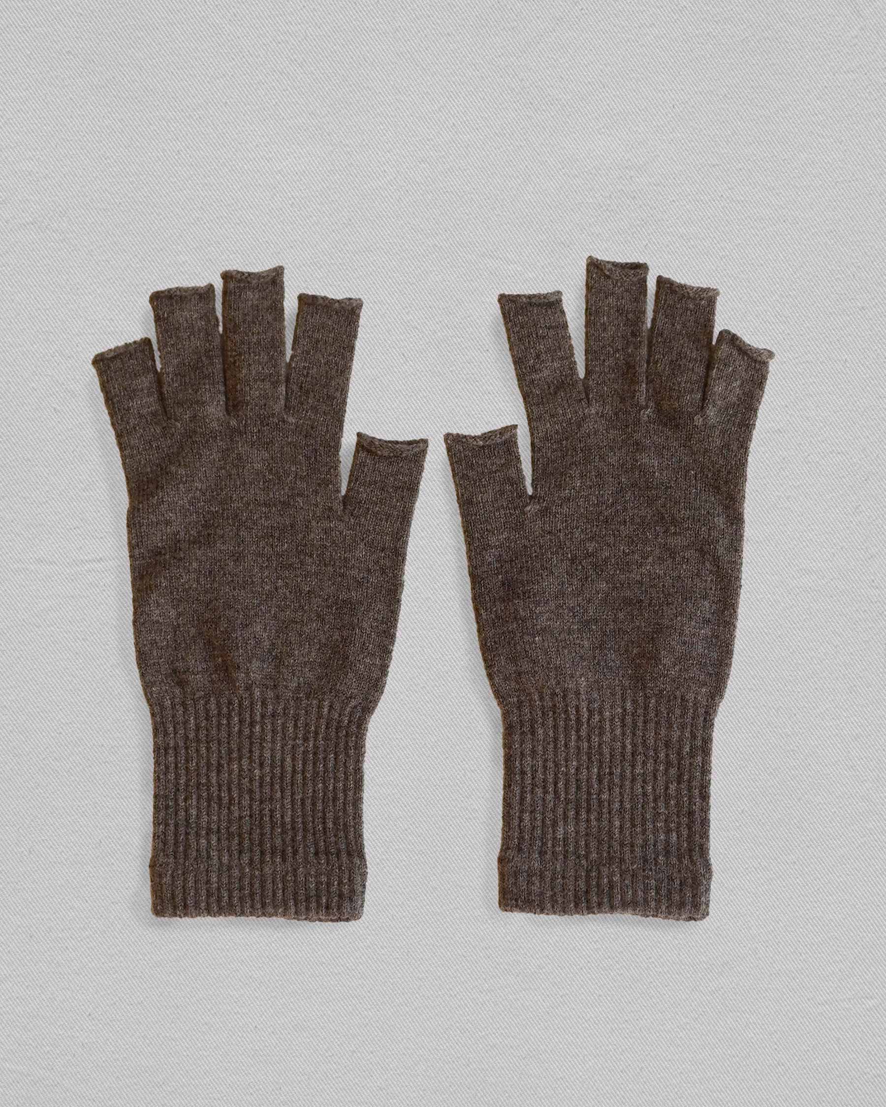 Fingerless Gloves in Mocha Brown 100% Merino Wool