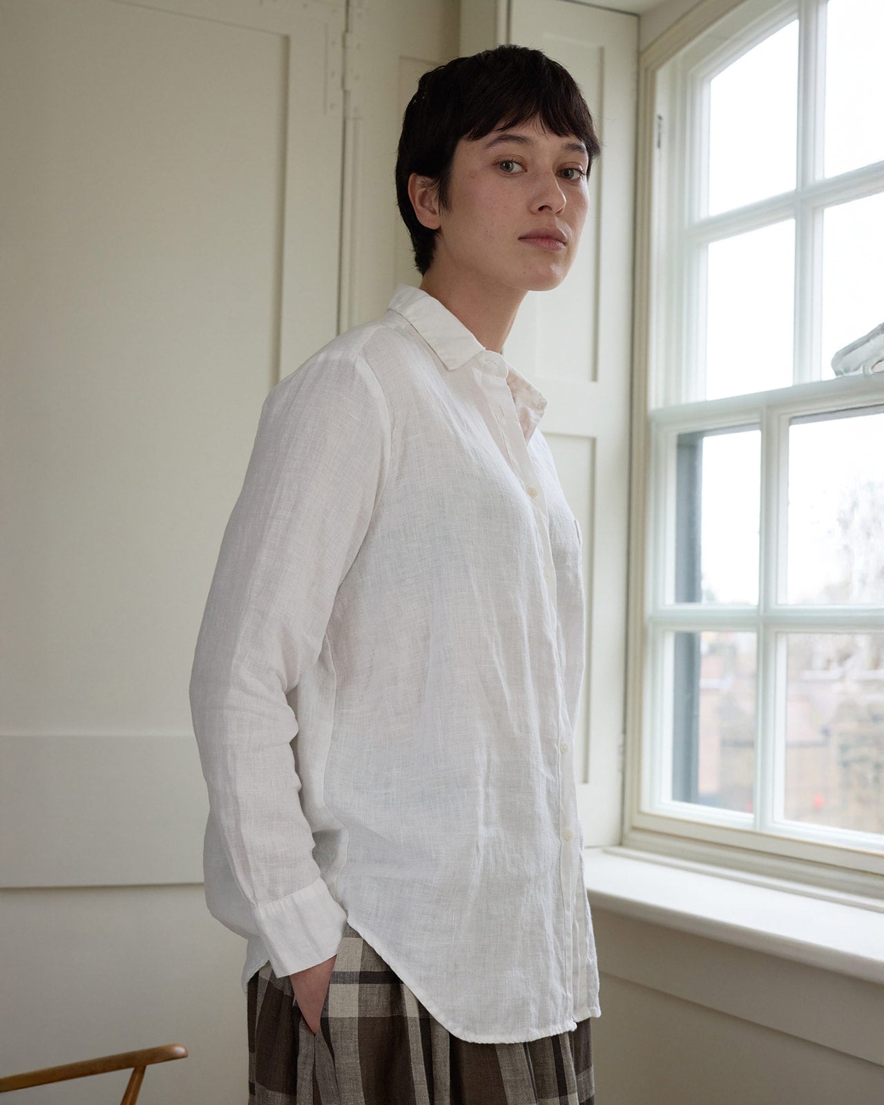 Boyfriend Style Linen Shirt in Milk White | Pyne & Smith Boyfriend Style Linen Shirt in Milk White | Pyne & Smith