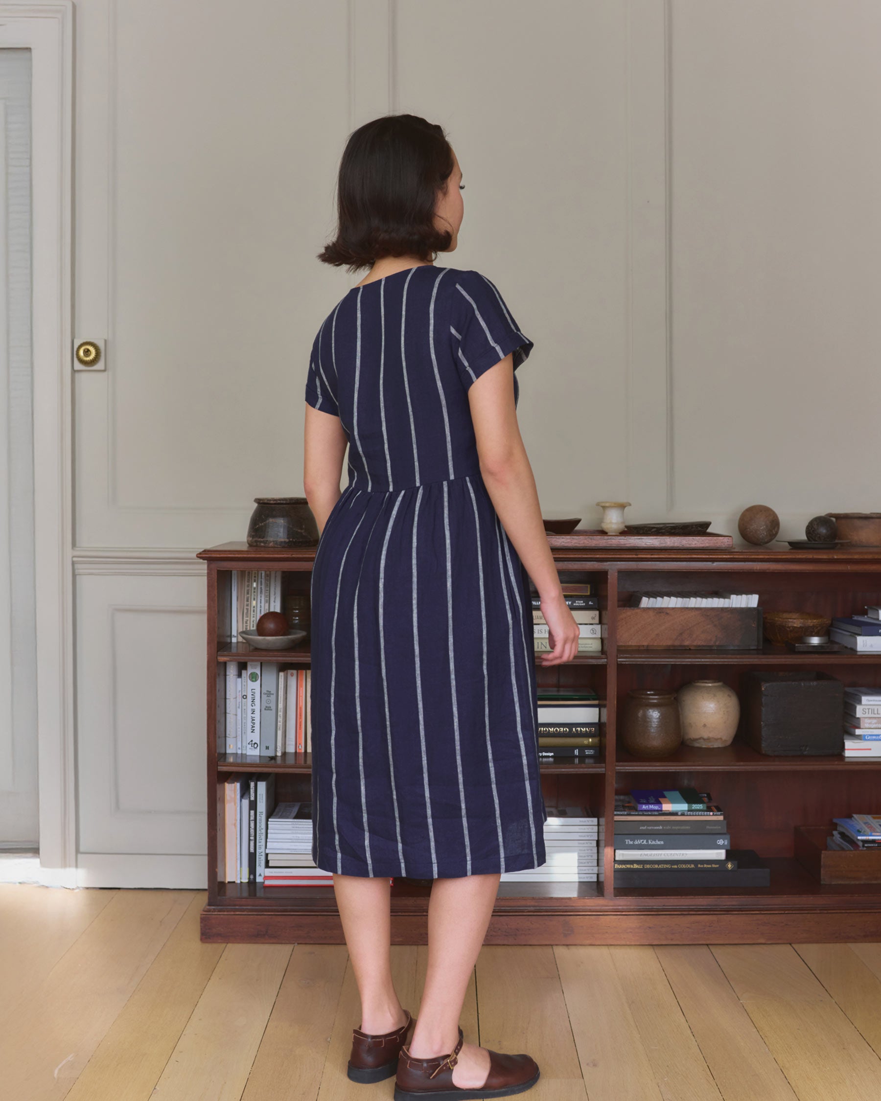 No.15 Linen Day Dress in Blundell Stripe