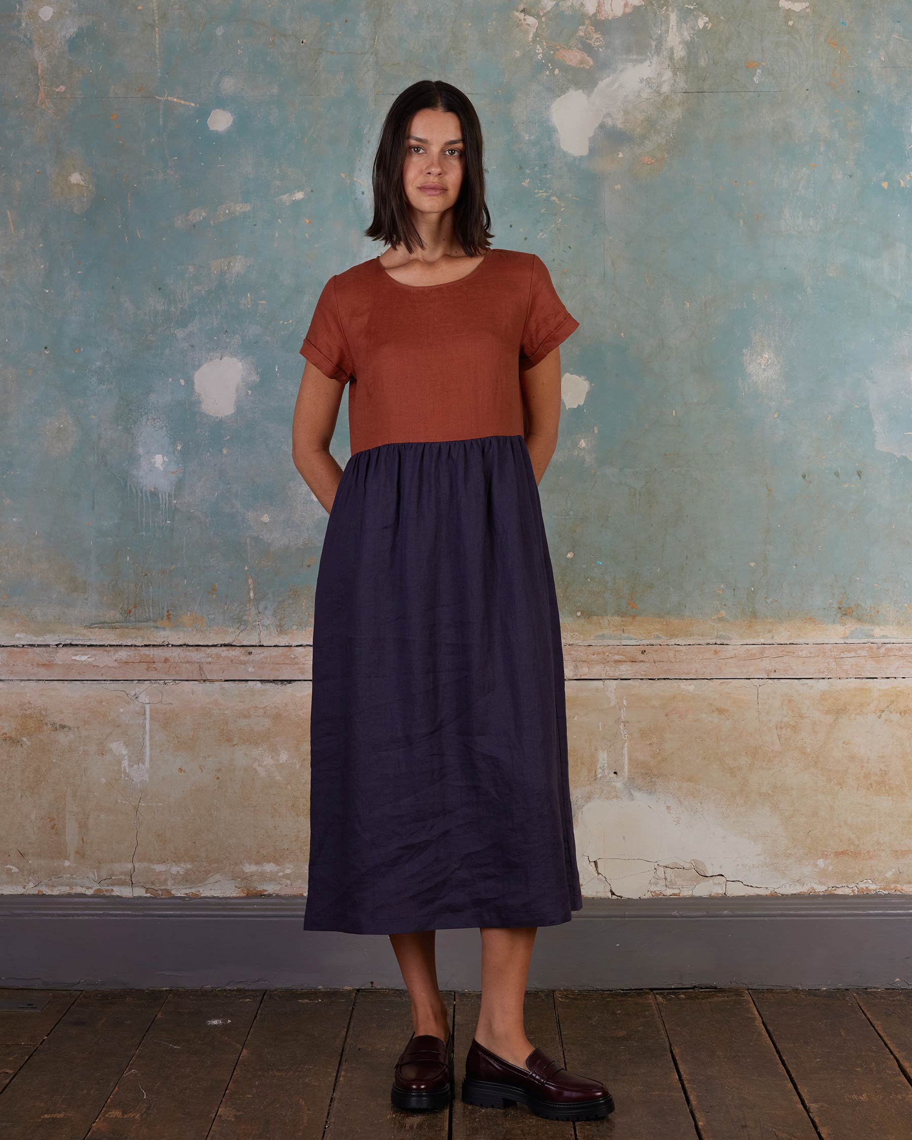 No.17 Full Length Linen Tea Dress in Nicchio