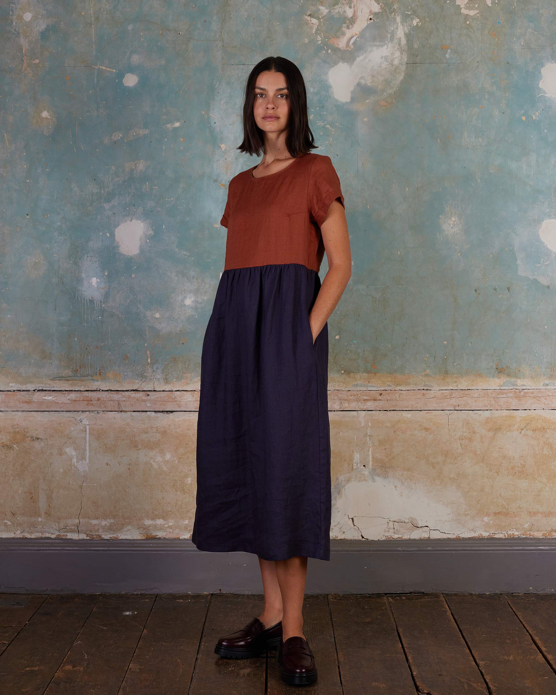 No.17 Full Length Linen Tea Dress in Nicchio