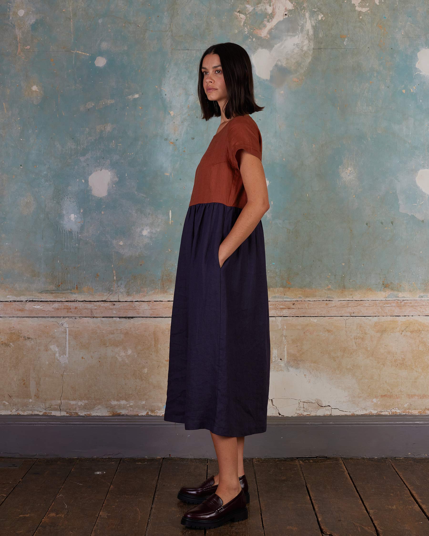 No.17 Full Length Linen Tea Dress in Nicchio