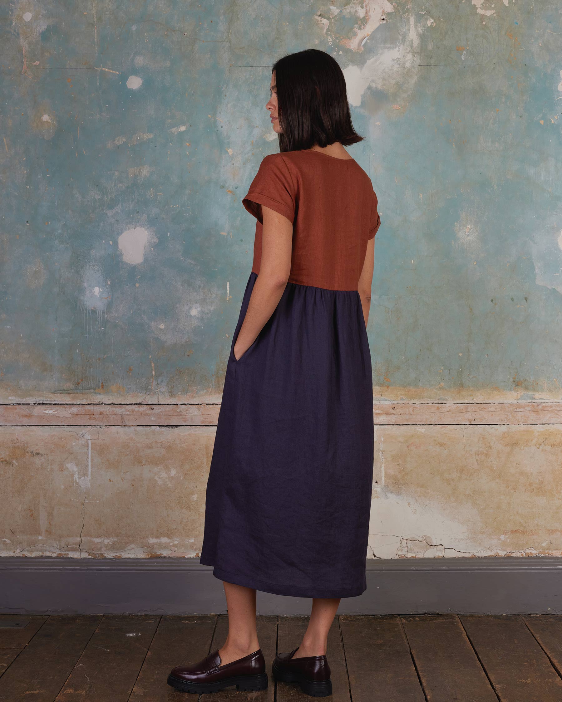 No.17 Full Length Linen Tea Dress in Nicchio
