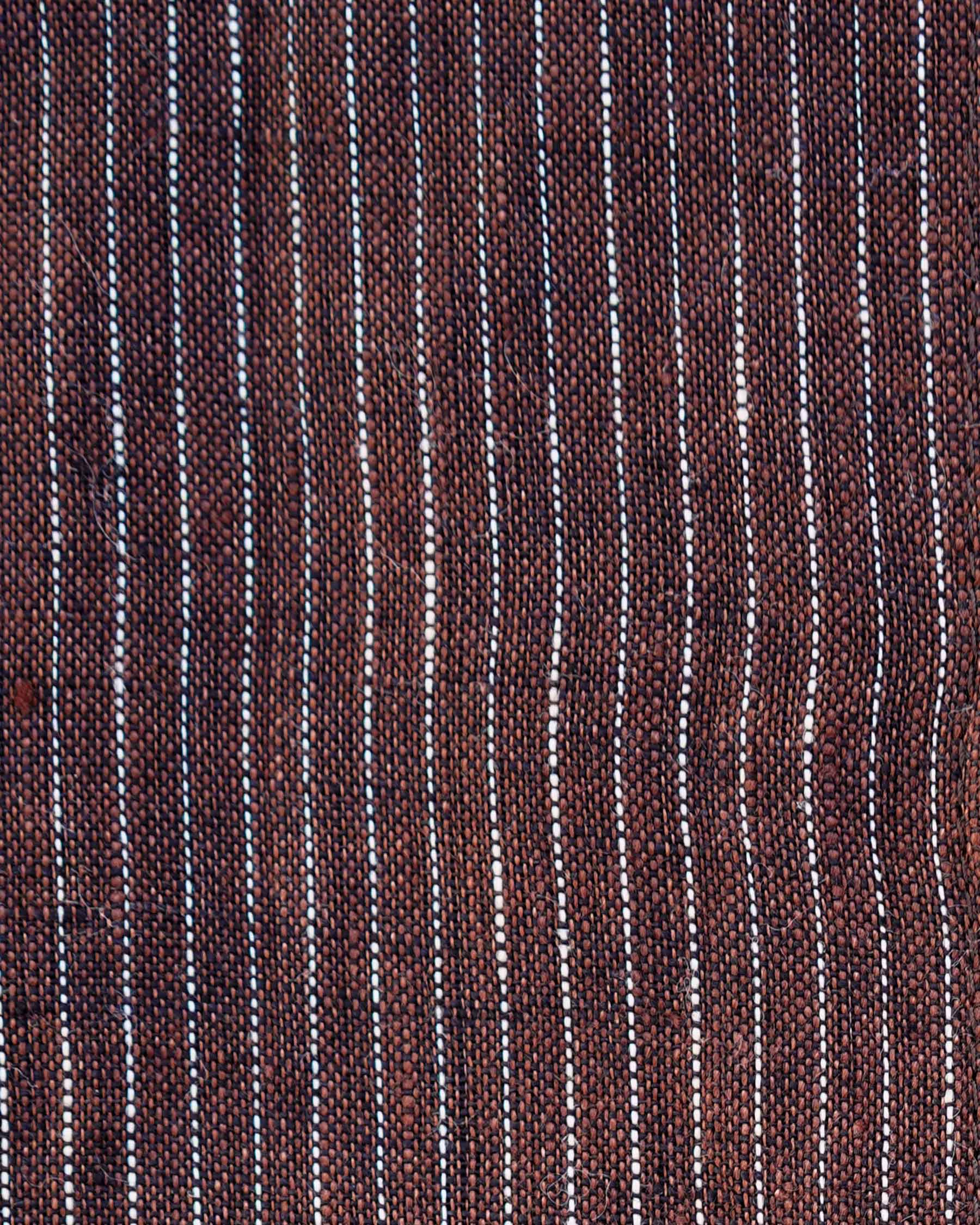 No.18 Long Sleeve, Midi Linen Dress in Turkish Coffee Stripe