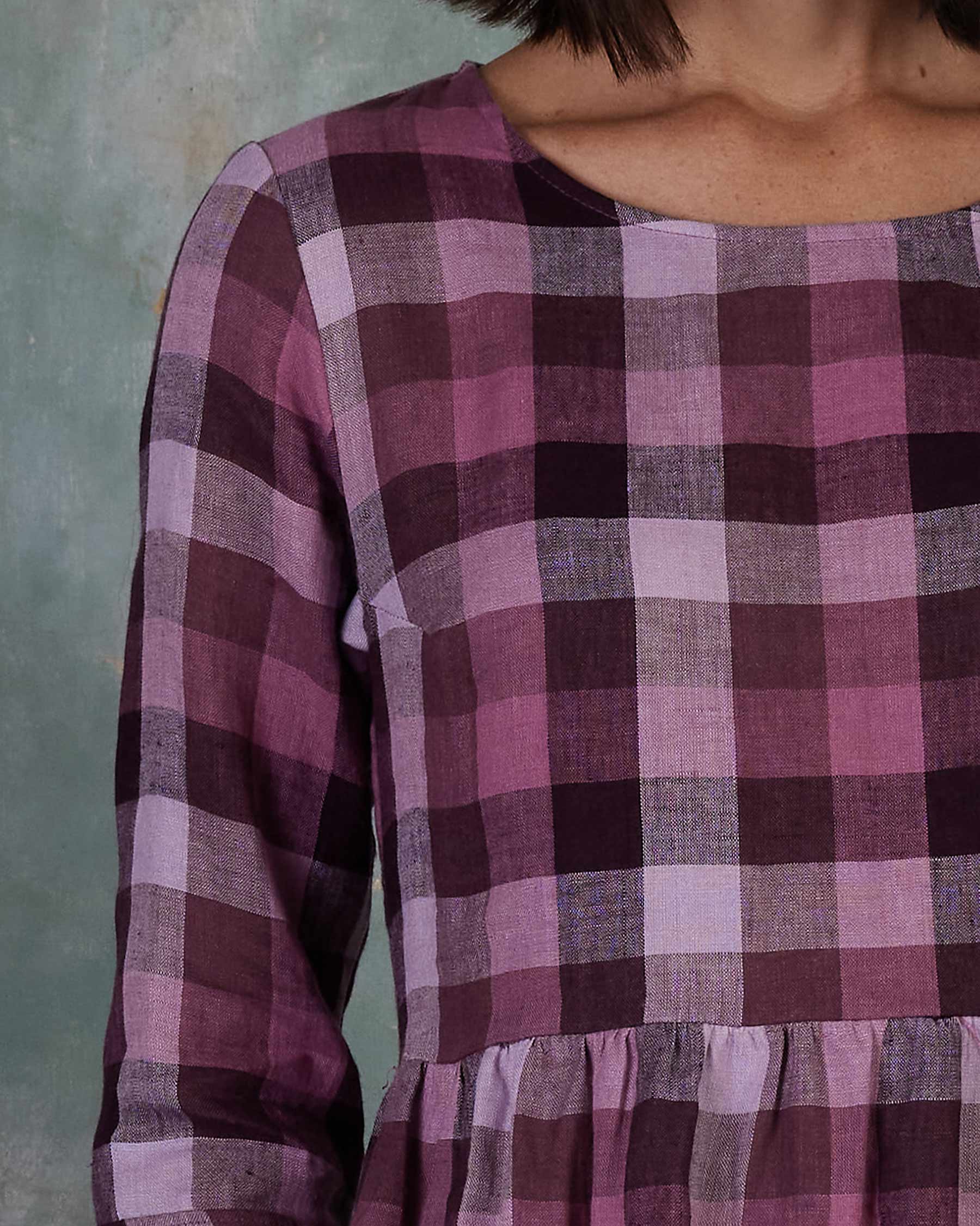 No.19 Boatneck Midi Linen Dress in Viola Melange