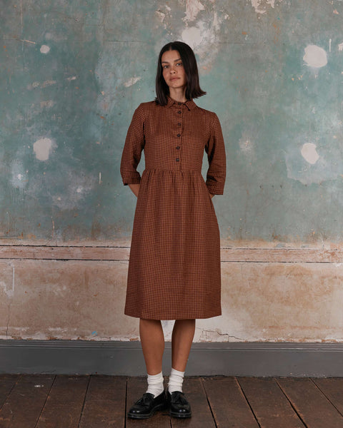 Linen Shirt Dress in Kentish Town Check | Pyne & Smith