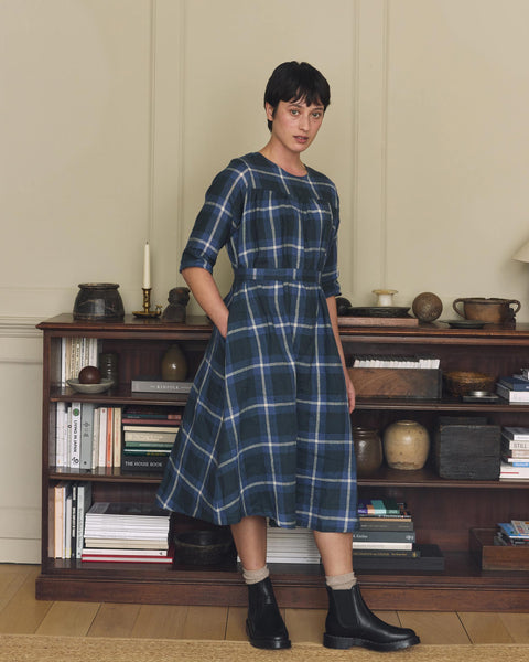 Maxi Linen Dress in Stirling Plaid | Pyne & Smith Maxi Linen Dress in Stirling Plaid | Pyne & Smith