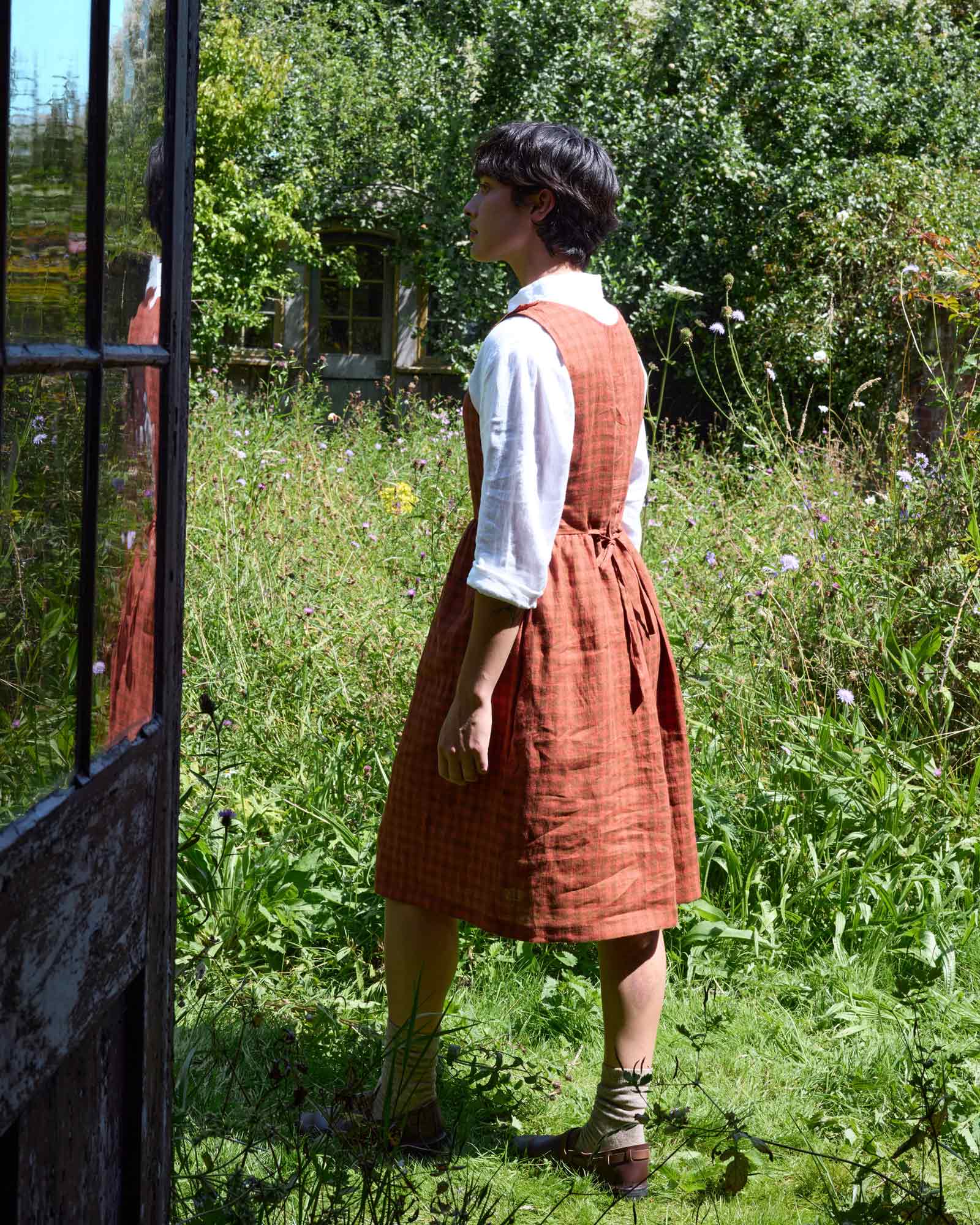 No.32 The Pinafore Dress in Ginger Check