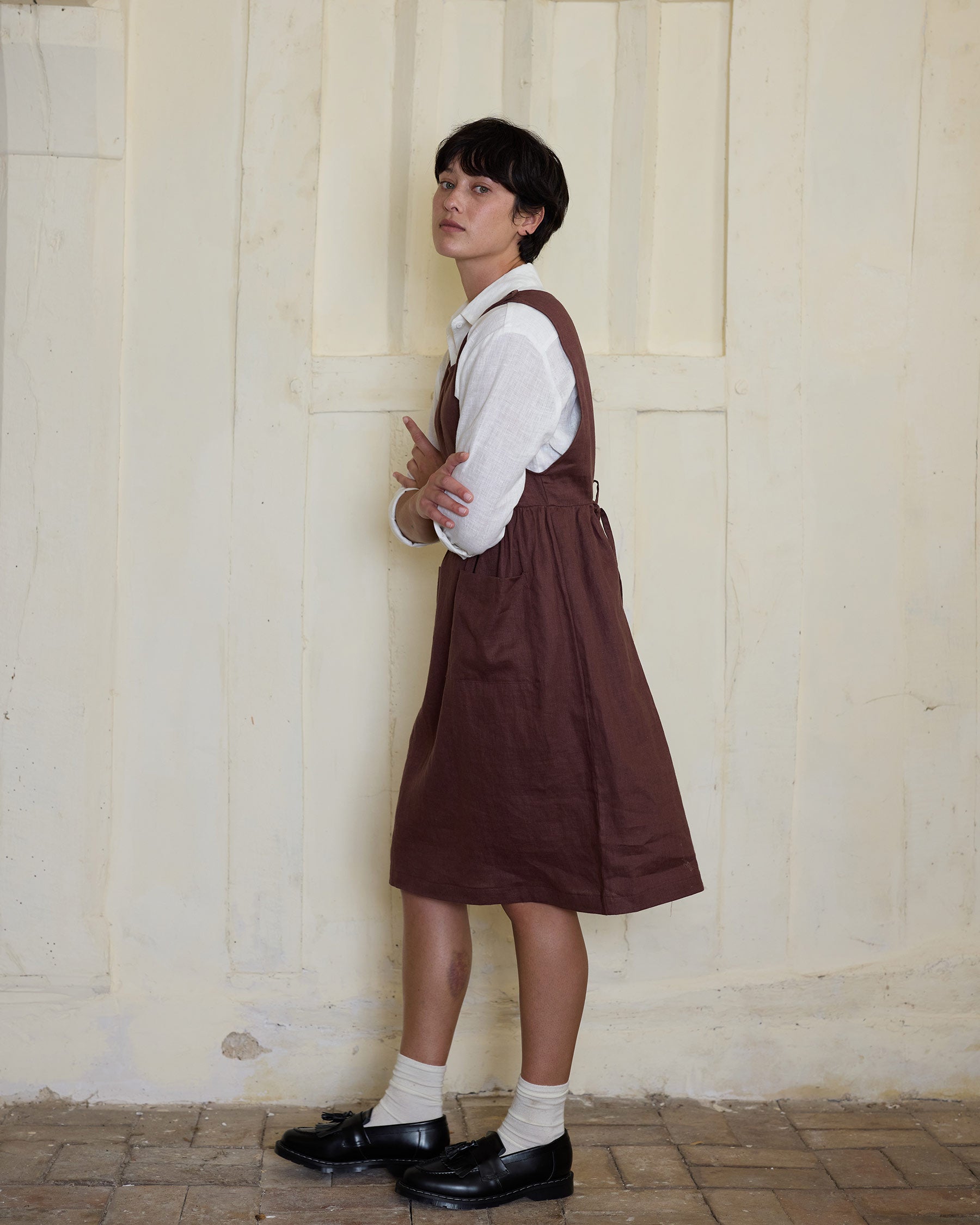 No.32 The Pinafore Dress in Marron