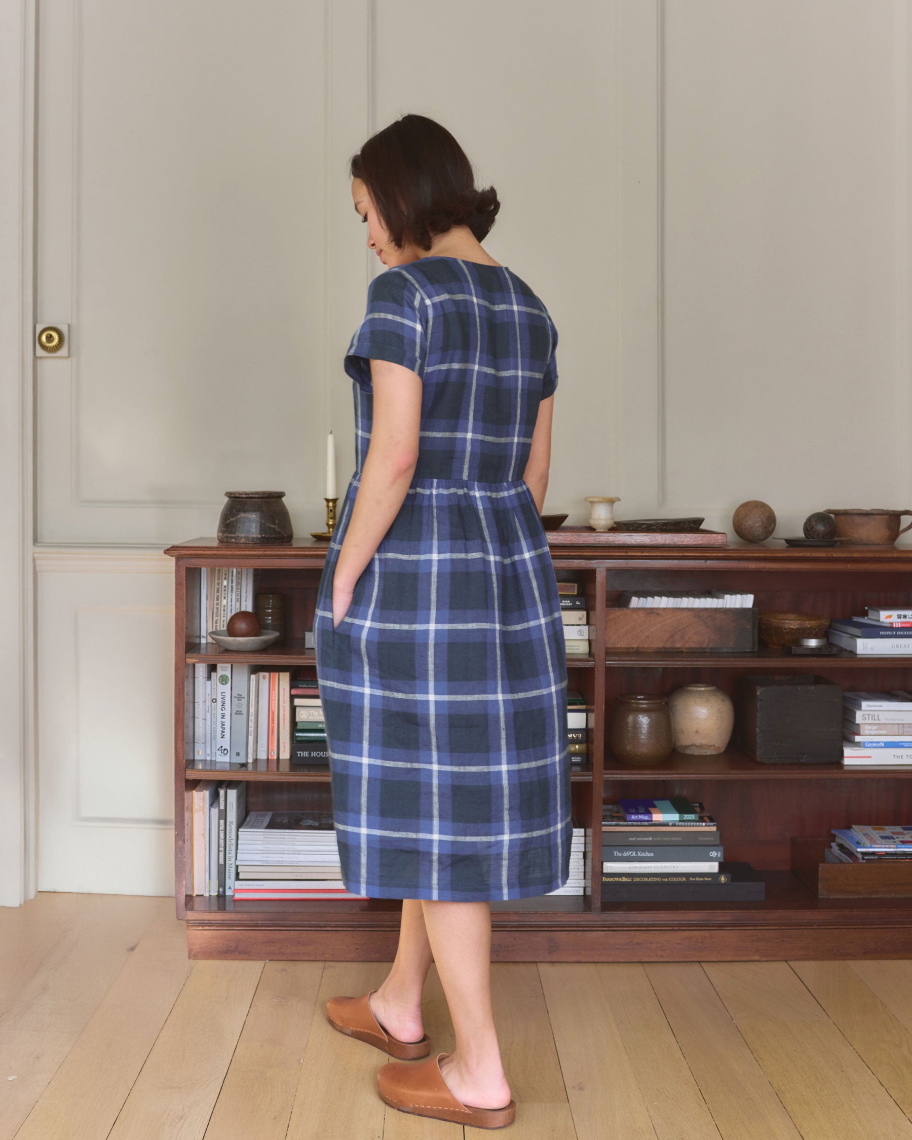V Neck Linen Dress in Stirling Plaid | Pyne & Smith V Neck Linen Dress in Stirling Plaid | Pyne & Smith