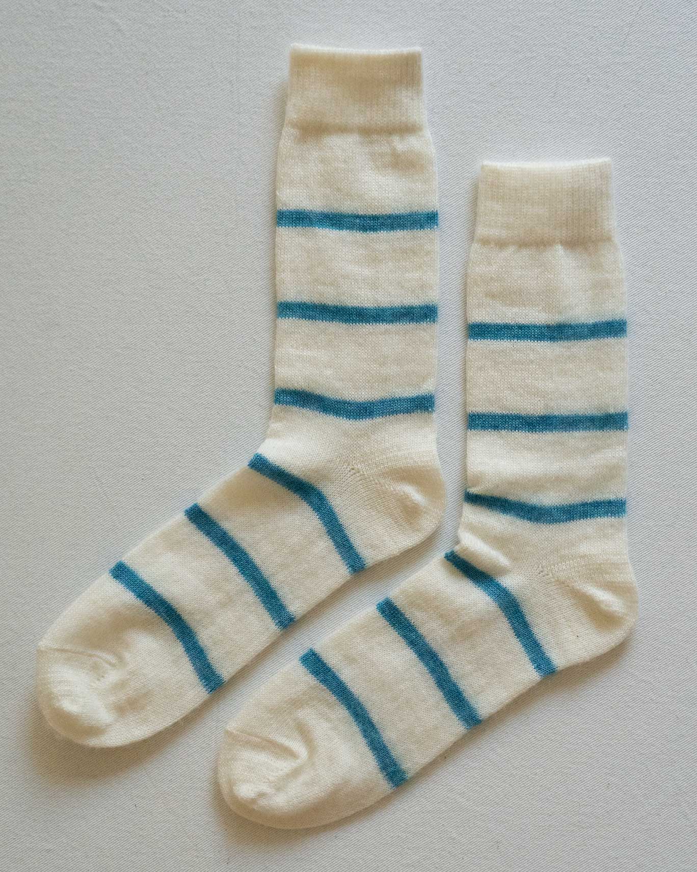 Marshmallow Stripe Mohair Wool Socks