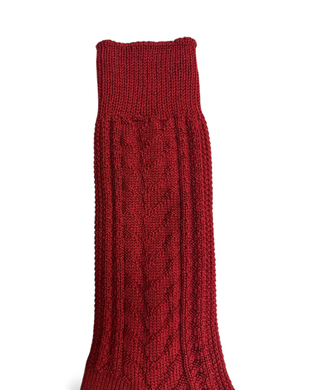 Wool Cotton Cable Knit Socks in Red