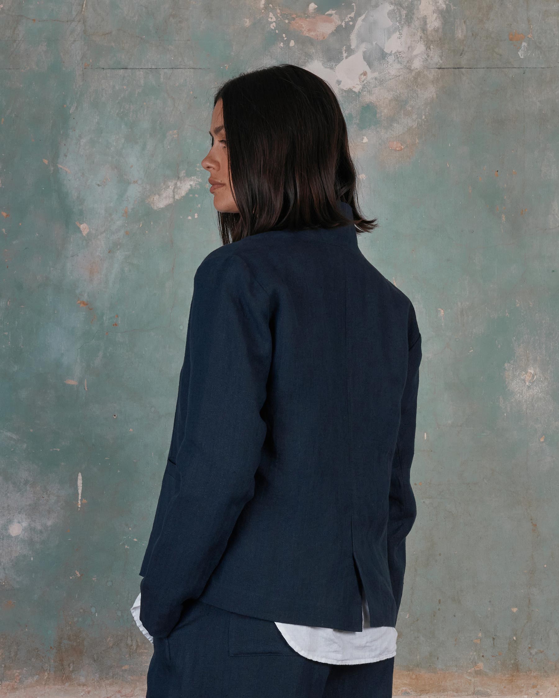 Tailored Linen Jacket No.10 in Mariner Blue