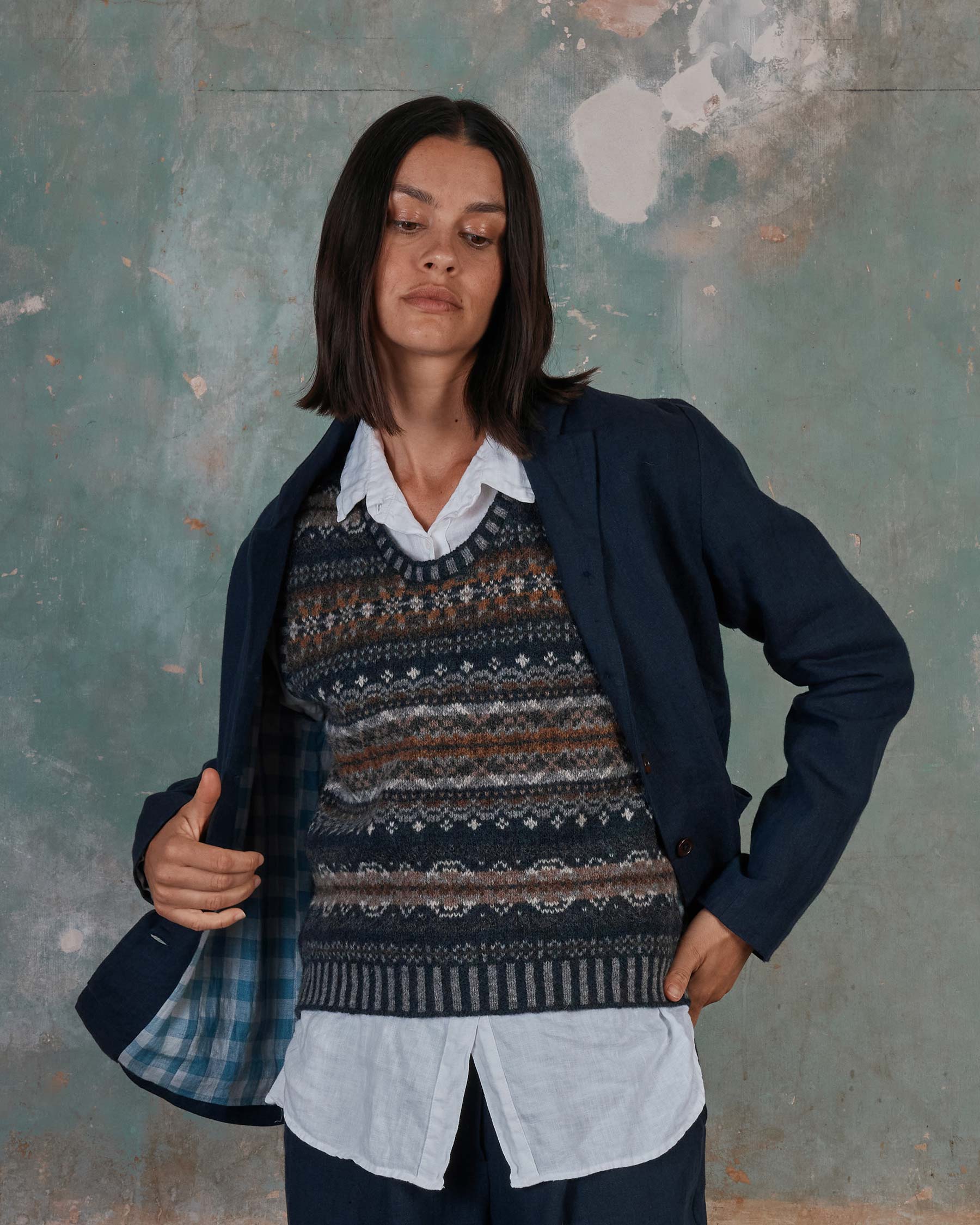 Tailored Linen Jacket No.10 in Mariner Blue