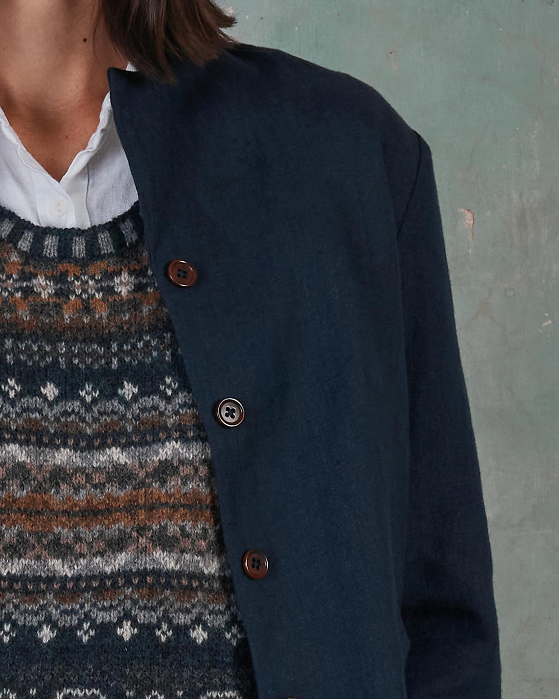 Tailored Linen Jacket No.10 in Mariner Blue