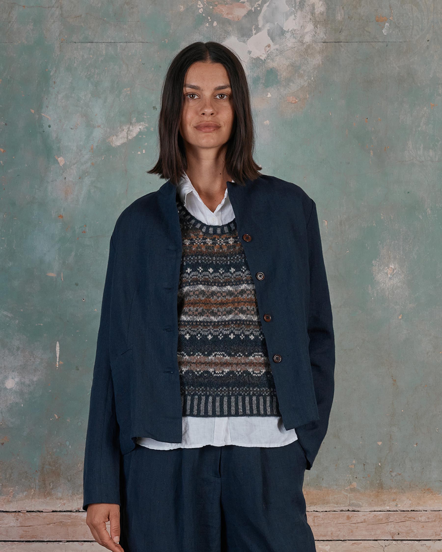 Tailored Linen Jacket No.10 in Mariner Blue